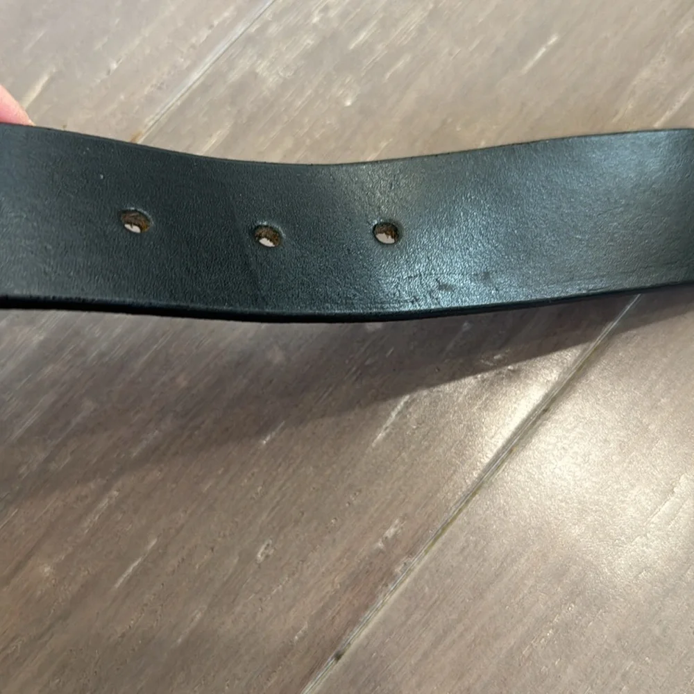 Black Genuine Leather Belt size 32 silver buckle classic office casual unisex